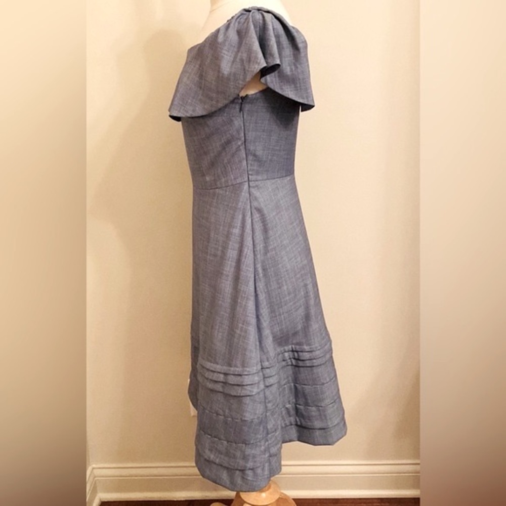 Banana Republic Blue Chambray 8 Coastal Grandma Preppy Ruffle Silhouette Dress - Picture 6 of 12